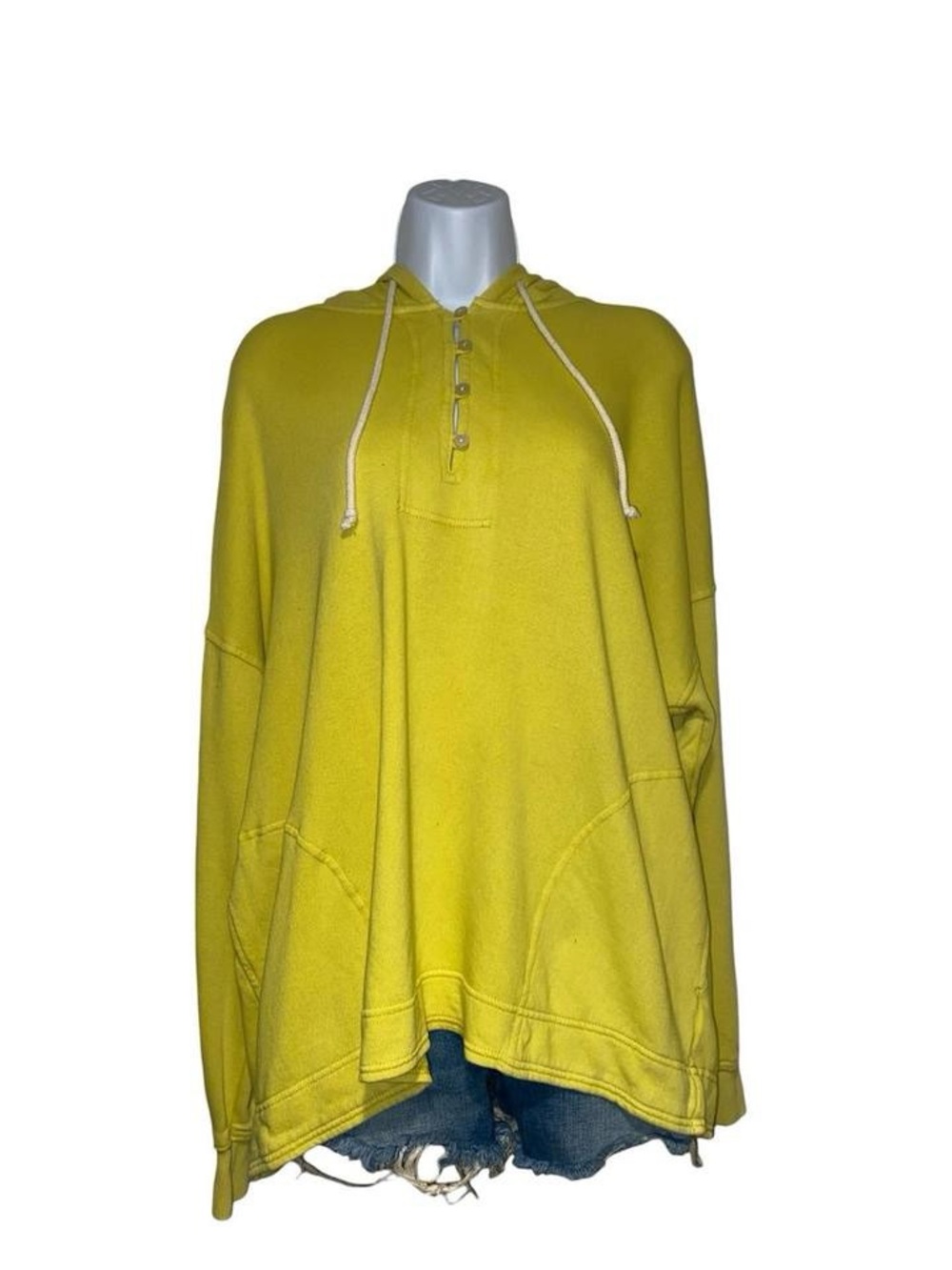 Aerie chartreuse button up hoodie with pockets